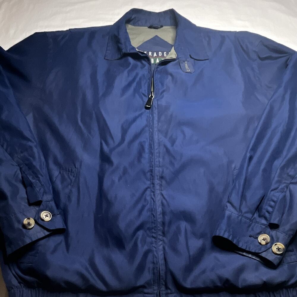 Vintage Trader Bay Navy Blue Full Zip Windbreaker Jacket Size Medium Men's